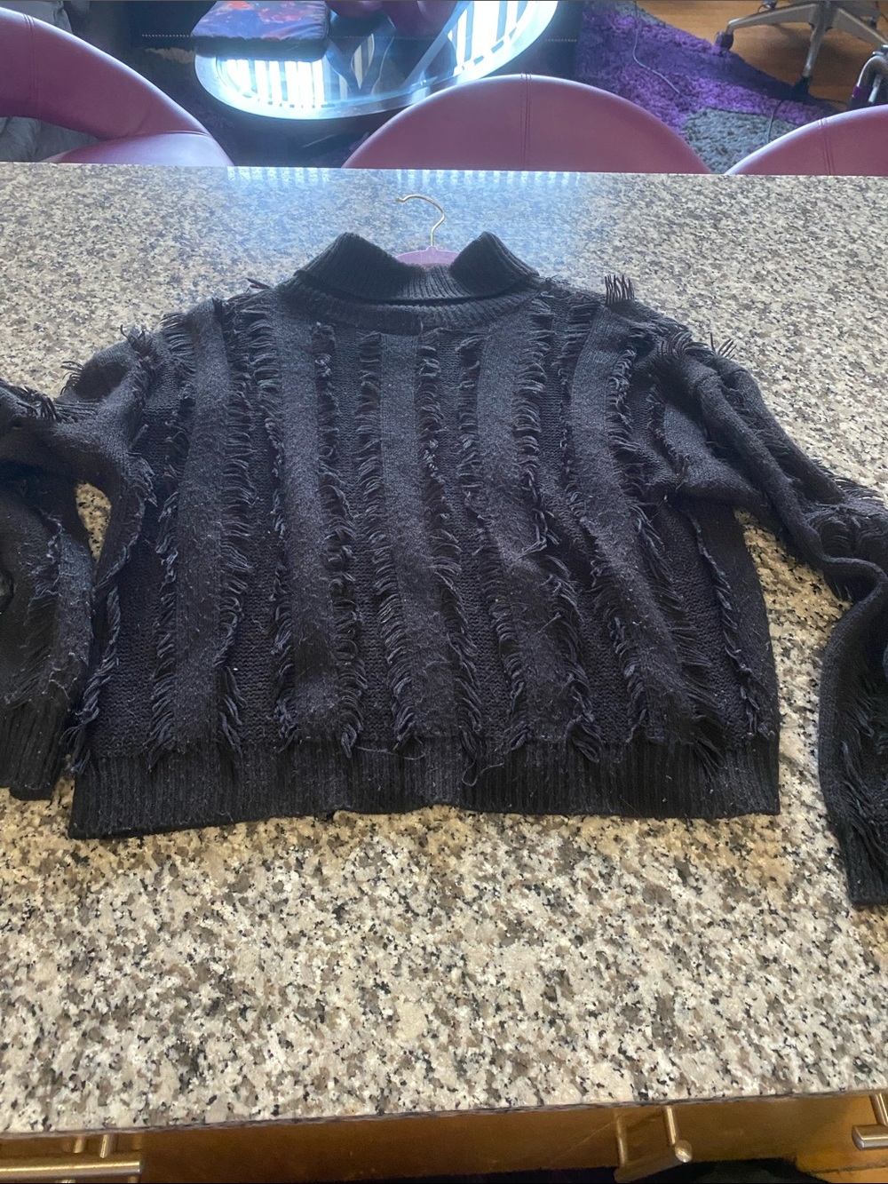 New Look Black Distressed Ribbed Turtleneck Sweater